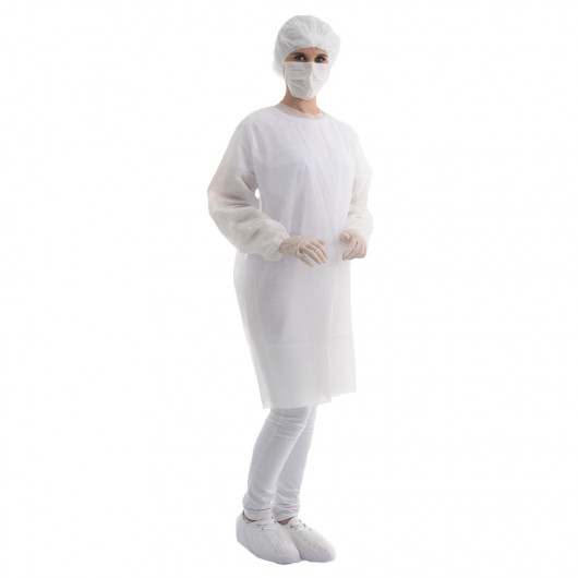 Avental Manga Longa Protdesc Premium Com Tiras 20gm pct 10 unidades Branco