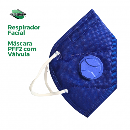 Mascara Respirador facial PFF2 Azul Protdesc com valvula -  PEDIDO MINIMO 50 UN