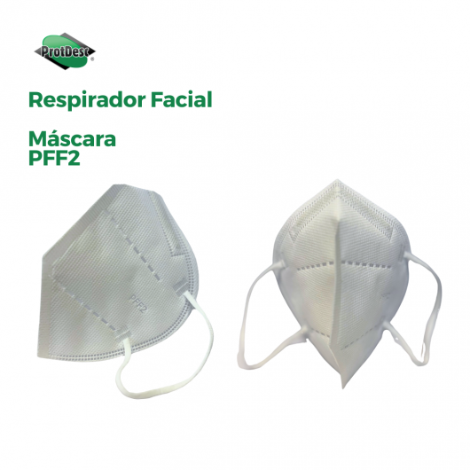 Máscara Respirador Facial PFF2 Branca Protdesc Sem Válvula pacote com 1 unidade - PEDIDO MINIMO 100 UN