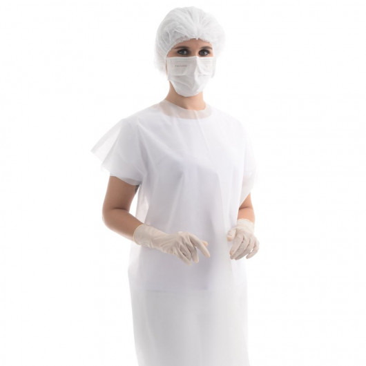 Avental Sem Manga Protdesc Premium Com Tiras 20gm pct 10 unidades Branco