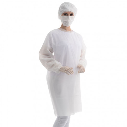 Avental Manga Longa Protdesc Premium Com Tiras 40gm pct 10 unidades Branco