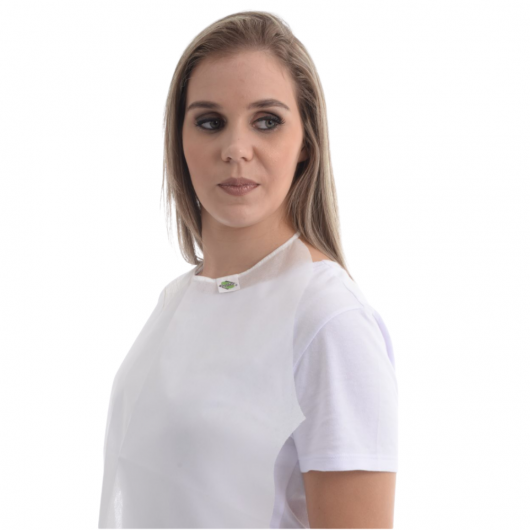 Babador Protdesc TNT 30gm Com Tiras Branco pct 50 unidades