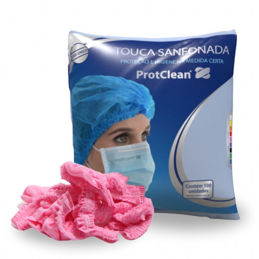 Touca Sanfonada Protclean pct 100 unidades Rosa