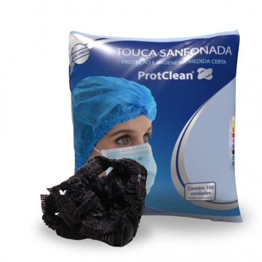 Touca Sanfonada ProtClean pct 100 unidades Black