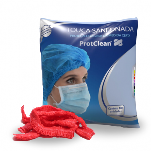 Touca Sanfonada ProtClean pct 100 unidades Vermelha