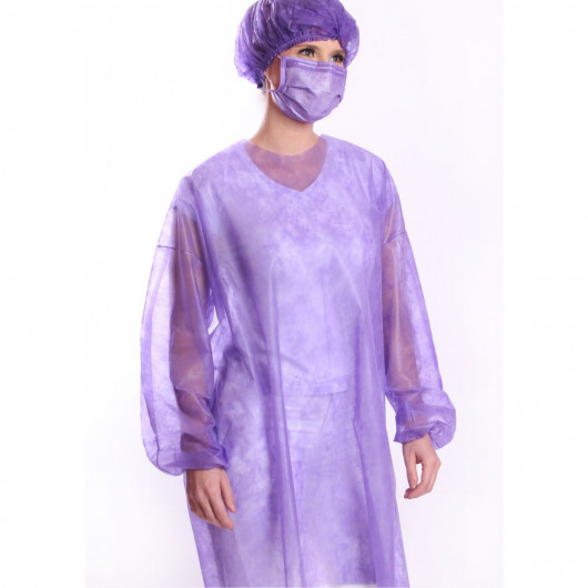 Avental Manga Longa Protdesc Premium Com Tiras 20gm pct 10 unidades Lilás