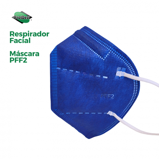 Máscara Respirador Facial PFF2 Azul Marinho Protdesc Sem Válvula pacote com 1 unidade - PEDIDO MINIMO 100 UN