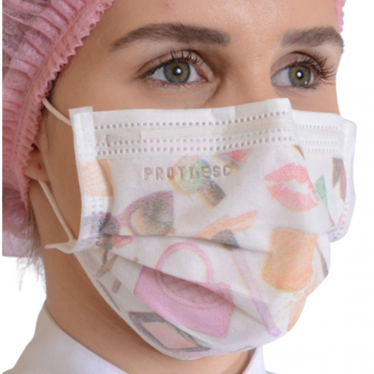Máscara Tripla Cirúrgica ProtDesc com Elástico cx 20 unidades Estampa Fashion