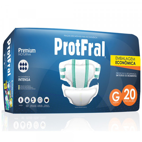 Fralda Geriátrica Premium Econômica G Protfral 20 unidades