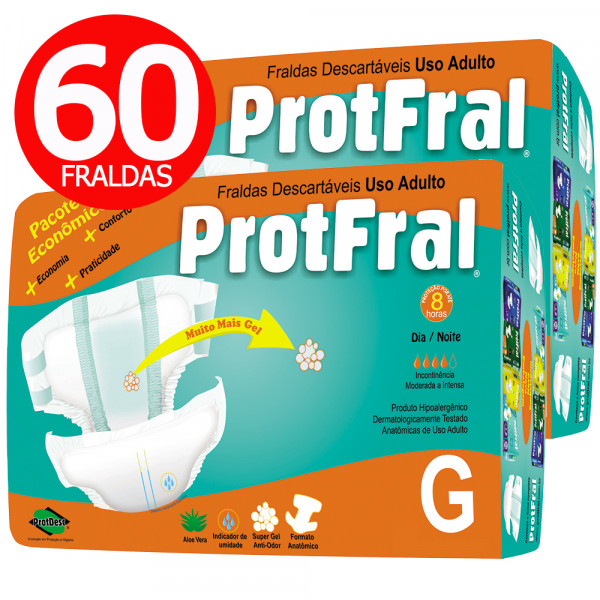 Fralda Geriátrica Kit Econômica G Protfral 60 unidades