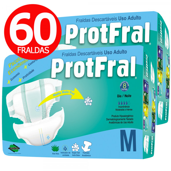 Fralda Geriátrica Kit Econômica M Protfral 60 unidades