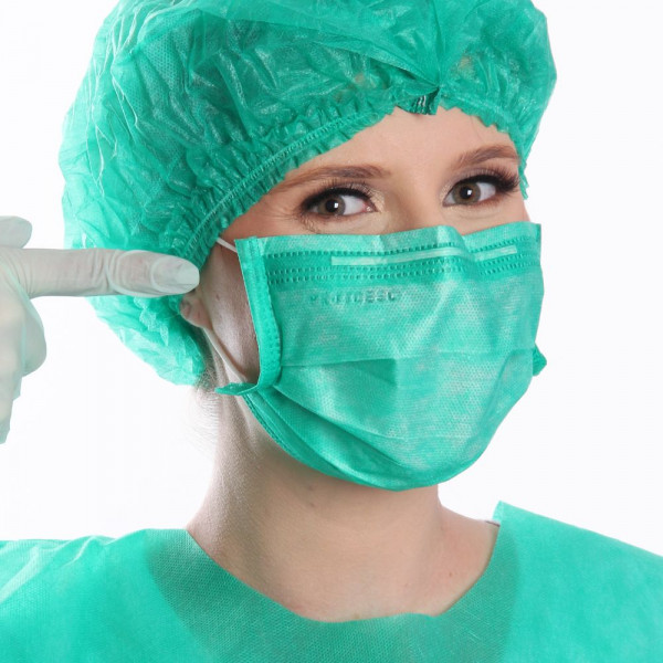 Máscara Tripla Cirúrgica ProtDesc com Elástico cx 50 unidades Verde