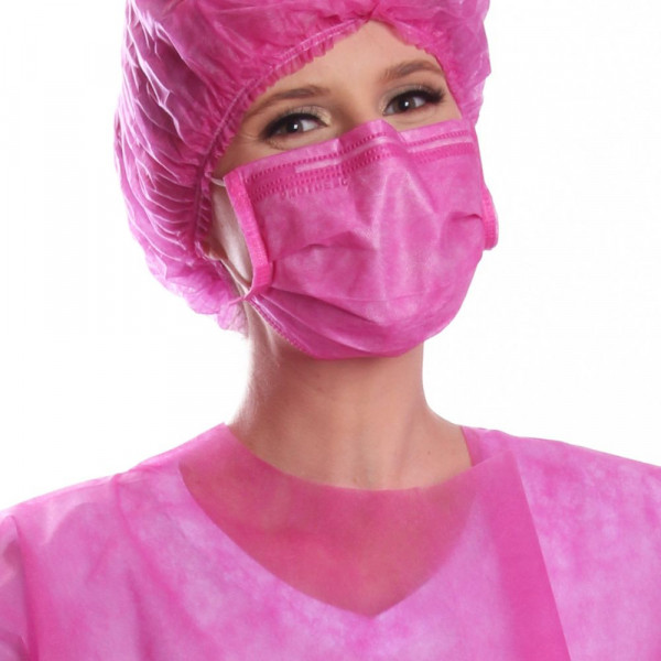 Máscara Tripla Cirúrgica ProtDesc com Elástico cx 50 unidades Pink