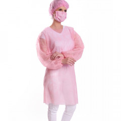 Avental Manga Longa Protdesc Premium Com Tiras 40gm pct 10 unidades Rosa