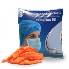 Touca Sanfonada ProtClean pct 100 unidades Laranja