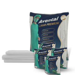 Combo Avental Manga Longa Premium com Tiras Protdesc 20gm² Branco 50 unidades