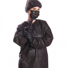 Avental Manga Longa Protdesc Premium Com Tiras 30gm pct 10 unidades Black