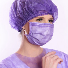 Máscara Tripla Cirúrgica ProtDesc com Elástico cx 50 unidades Lilás